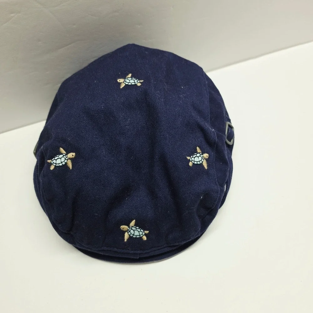 Janie and Jack Navy Blue Sea Turtle Embroidered Flat Cap Newsboy Hat 12-24M